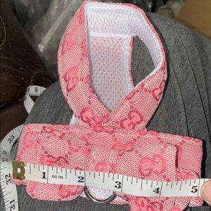 Pink Patterned Dog harness/top with Bow